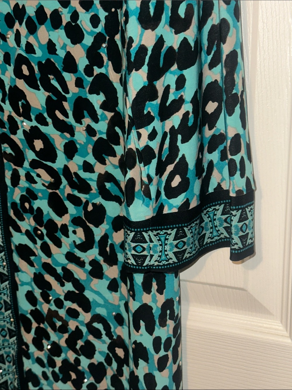 INC International Concepts Turquoise Black Leopard Print Tunic - Picture 3 of 10